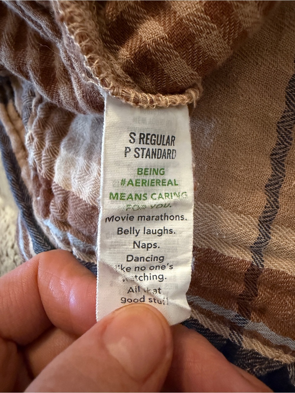 Aerie Brown Plaid Gauze Jogger Pants Earthy Grunge Cottagecore Lounge - Picture 6 of 10